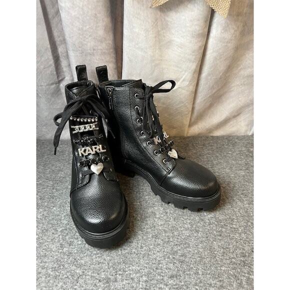 Karl Lagerfeld Paris Women's Everyday Cold Weather Mela Combat Boot 6.5 M - Picture 5 of 11